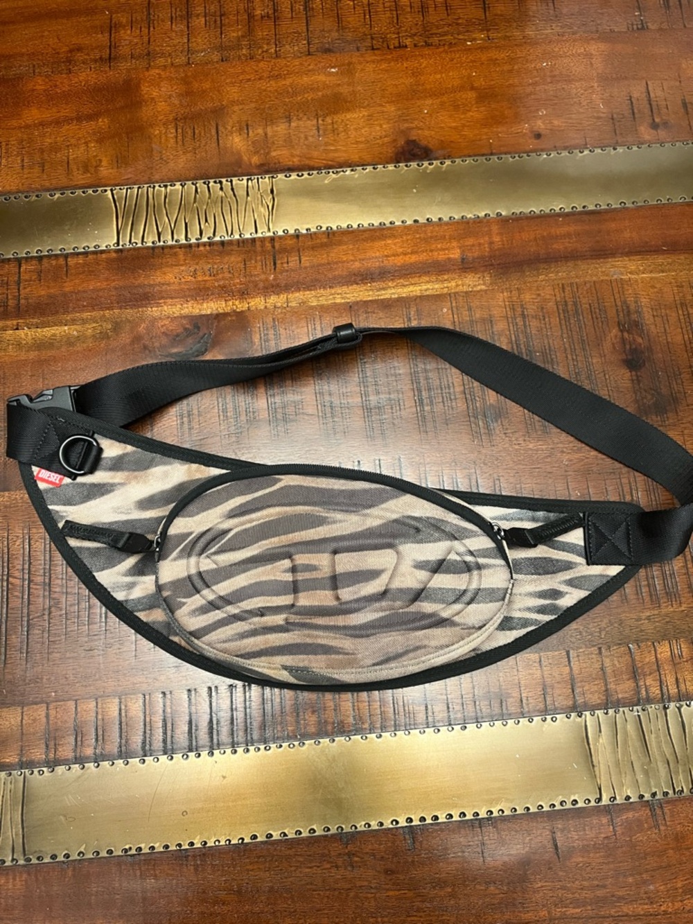 Glenn Martens for Diesel Zebra-Print Canvas Belt Bag in Brown and Black